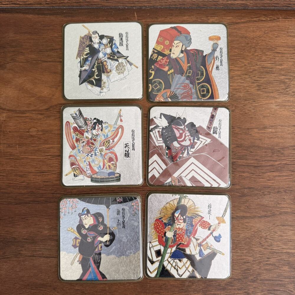 Kabuki Drama Coasters 6 Piece Fukui Asahido Co Kyoto Japan